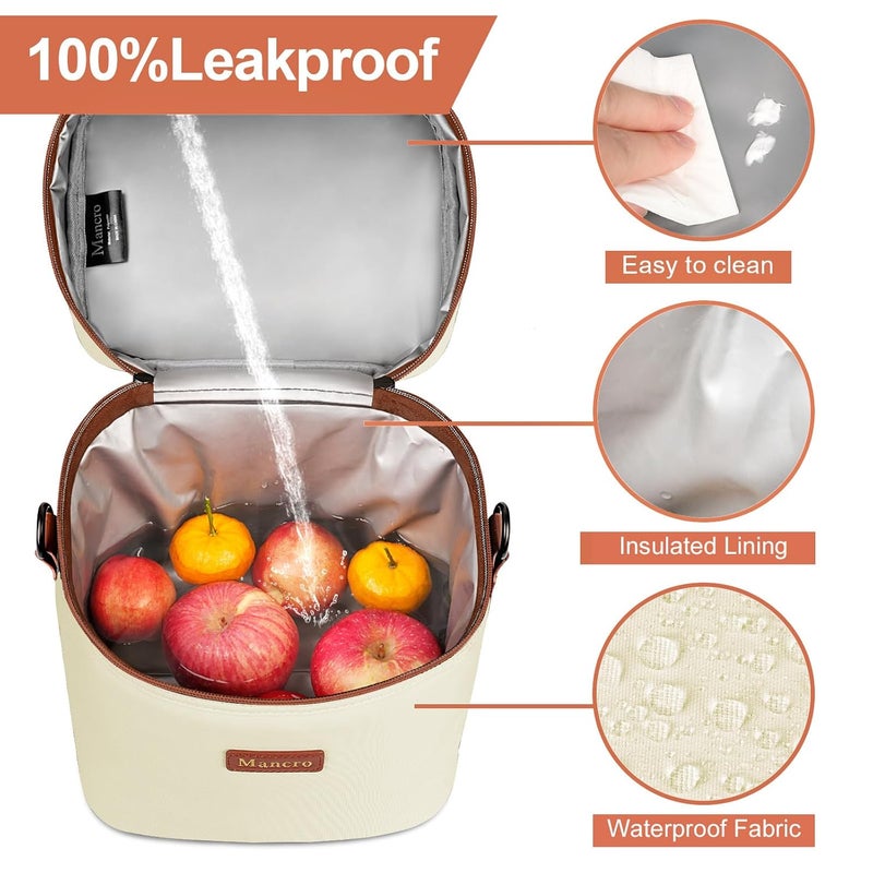 Mancro حقيبة تبريد حليب الثدي للسفر مع حزمة ثلج، حقيبة زجاجة رضيع معزولة تناسب 6 زجاجات رضيع حتى 9 أونصات مع حزام كتف قابل للفصل، مبرد حليب الثدي للأمهات العاملات أو دور الرعاية، بيج - Image 4